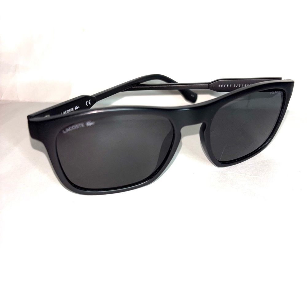 Lacoste Men's Polarized Matte Square Sunglasses, model L604SNDP Black - Picture 2 of 7